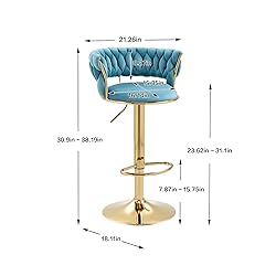Kakotito 360° Velvet Swivel Bar Stools with Low