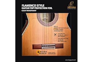 Ortega Guitars Flamenco Divided Top Scratch Plate Pickguard w/String Change Foil-Permanent-Transparent (OPG-FLAM2)