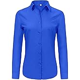 Ruisin Super Soft Wrinkle Free Button Down Shirts for Women Solid Long Sleeve Striped Formal Work Dress Blouses Tops