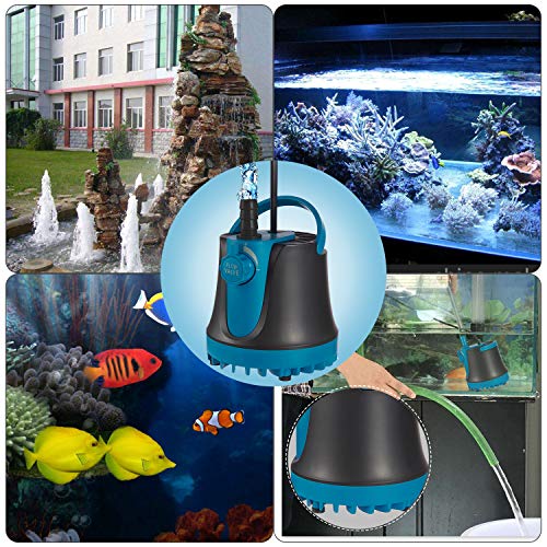 TOPBRY 400GPH Submersible Pump(1800L/H, 25W), Submersible Water Pump, Ultra Quiet Fountain Pump with 2 Nozzles, 5.9ft Power Cord for Fish Tank, Aquarium, Pond, Hydroponics, Statuary (Black - 400GPH)