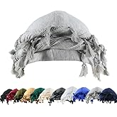 YuMENo Turban for Men Women Vintage Twist Durag Head Wraps Satin Lined Halo Turban with Tassel Waves Braids
