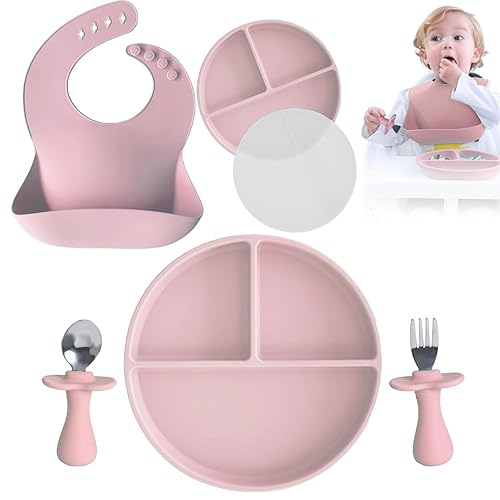 Silicone Baby Feeding Set,Baby Led Weaning Supplies Set (Suction