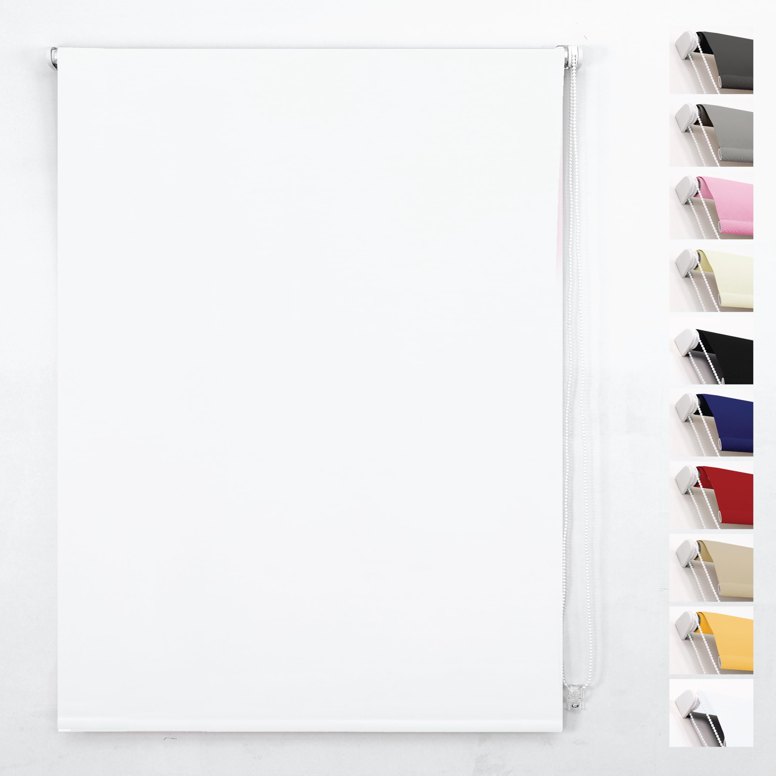 Funky Gadgets Roller Blinds Thermal Blackout Roller Blind, Easy Fit Child Safe Trimmable UV Protection Home Office Window Blinds, White Blinds (60cm Wide X 165cm Drop) — image 1