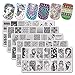 BEAUTYBIGBANG 5Pcs Nail Stamping Templates Set Valentine's Day Girls Geometric Lace Flower Winter Image Plates Nail Art Stamp Stamping Kits DIY Salon Design