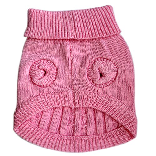 Tangpan Turtleneck Classic Straw-Rope Pet Dog Sweater Apparel (Pink,M)