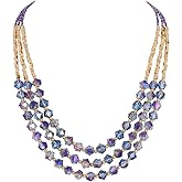 Bocar Necklace for Women, 3 Layer Beaded Necklace Crystal Beads Strand Fashion Jewelry, Party Gifts for Her
