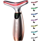 Pedete Facial Massager, 7 Colors Red Light Therapy for Face and Neck, Face Lift Device with 113°F Heating Vibration for Multi Skin Care