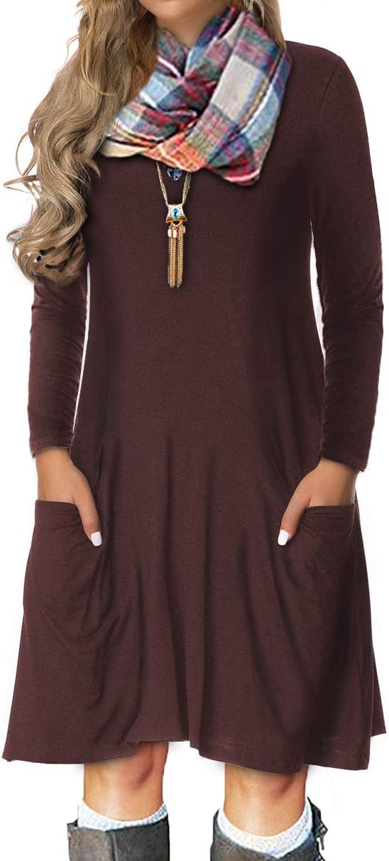 VOIANLIMO Women's Plus Size Casual Loose T Shirt Mini Dress with Pockets