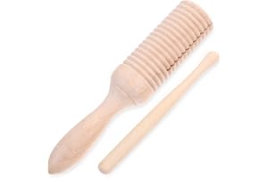 KISANGEL Guiro Instrument 1 Set Wooden Guiro Percussion Instrument Tone Block Musical Instrument Wood Tambourine for Kids and Adults Percussion Baby Musical