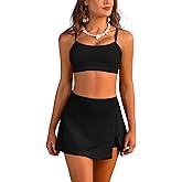 SHEKINI Women's Sporty Bikini Set High Waisted Two Piece Bathing Suits with Skirt Bottom