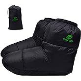 RANDDER Down Booties Warm Socks for Men & Women - Ultralight Sleeping Sock for Camp, Backpacking - Soft & Cozy Camping Sleeping Bag Tent Down Slippers Foot Warmer