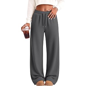Hyggeweir Girls Wide Leg Sweatpants | Teen Girls, Tween, Baggy, Jogger Pants, Loose, Elastic Waist, Drawstring, Side Pockets,