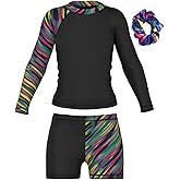 Girls Rash Guard 2-Piece Swimsuit Set - Long Sleeve Swimwear with UPF 50+ Sun Protection Bathing Suit 7-16 Years