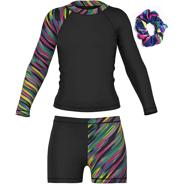 Set di costumi da bagno a maniche lunghe con stampa marmorizzata