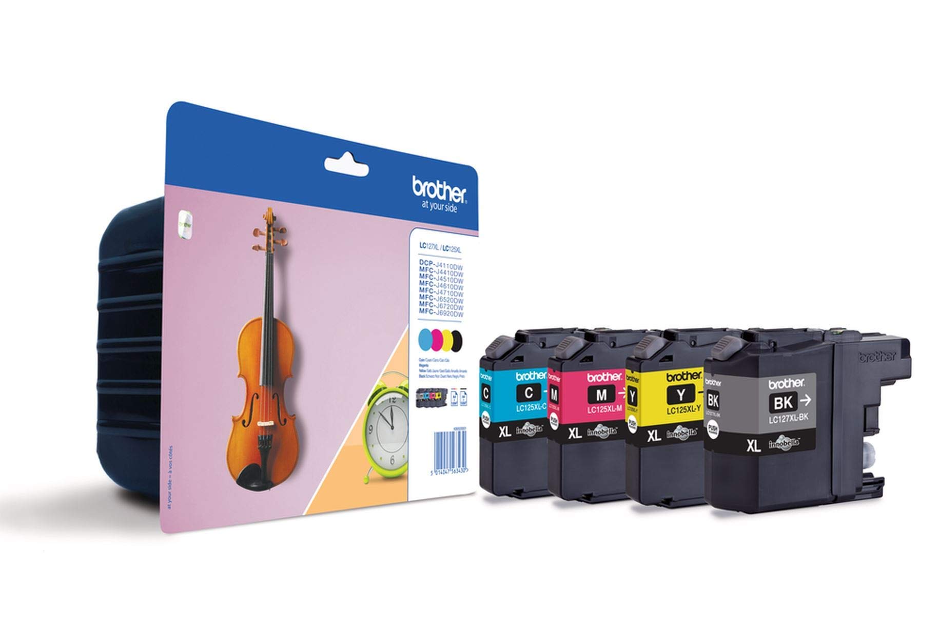 Brother LC-125XLC-/LC-125XLM/LC-125XLY/LC-127XLBK Inkjet Cartridges, Multi Pack, High Yield, Cyan, Magenta, Yellow and Black, Brother Genuine Supplies