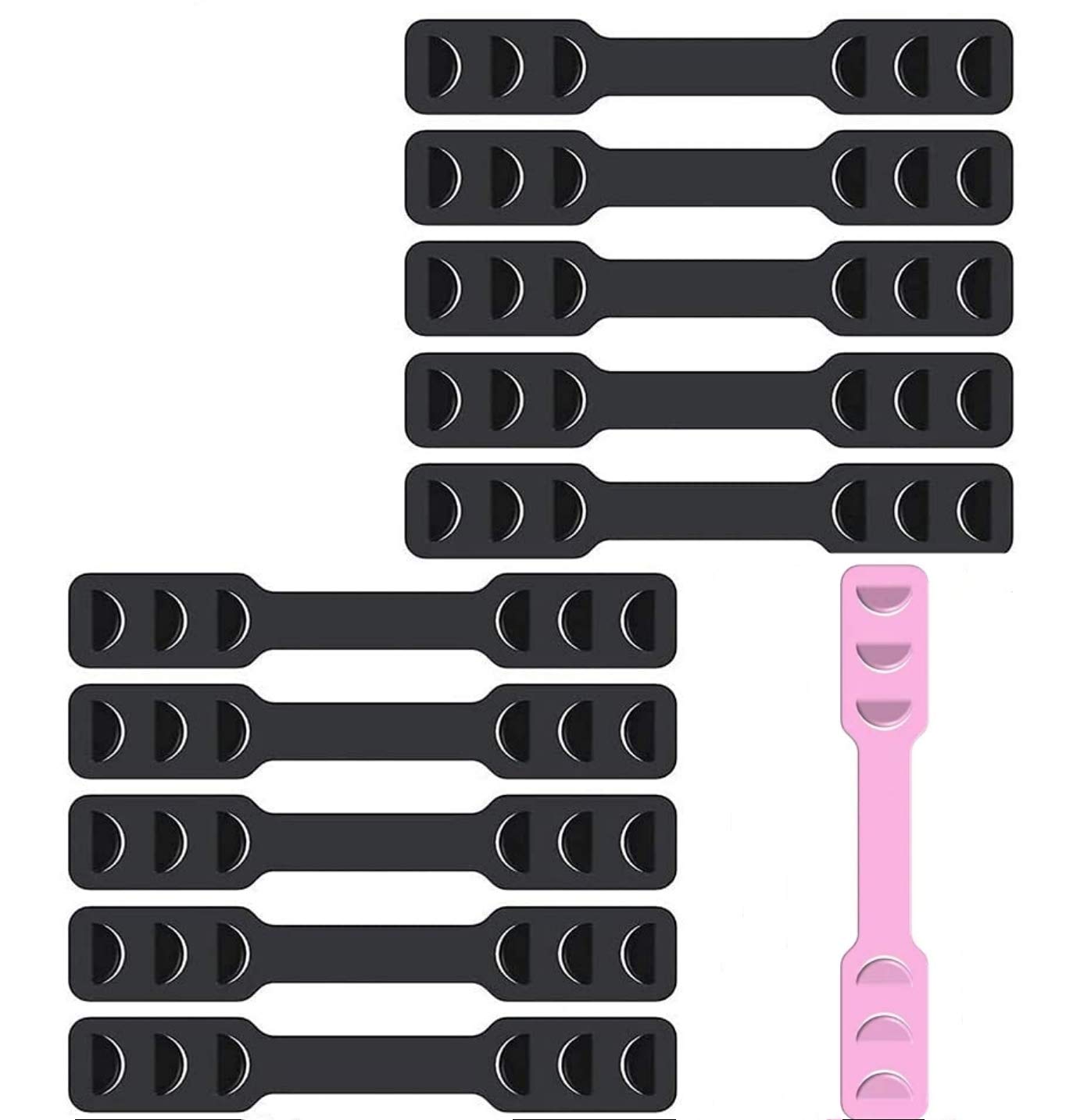 LEHSGY 11Pcs Mask Ear Strap Hook, Mask Strap Extenders, 3 Gear Adjustable Extension Strap for Relieving Long-time Wearing Ears' Pressure& Pain (11Pcs）