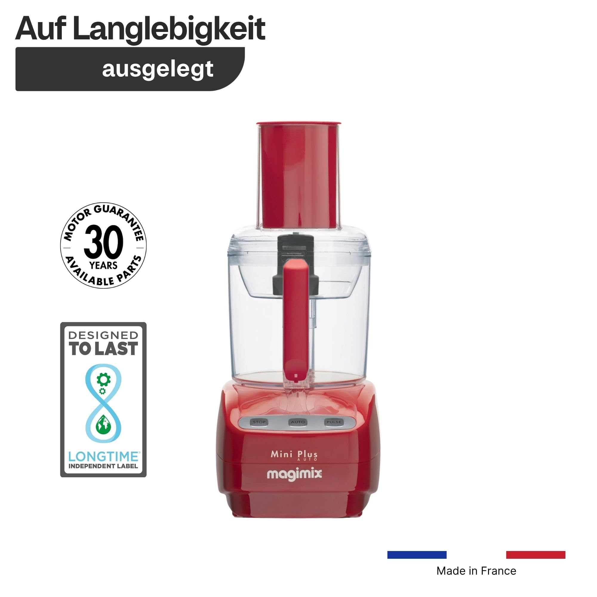 magimix Küchenmaschine – Kompakte 400W Multifunktions-Küchenmaschine mit 2 Schüsseln (1,7L & 0,5L), Edelstahlmesser, Reibe- & Schneidescheiben, Mixerfunktion, Rot 8