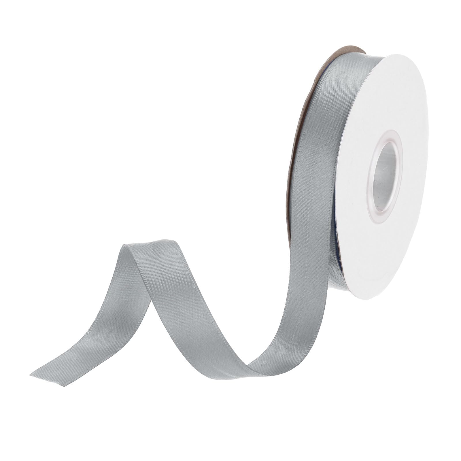 DMiotech 15mm Satin Ribbon 23m/75ft Thin Double Face Fabric Grosgrain Ribbon for Gift Wrapping Floral Hair Flower Bouquet, Steel Grey