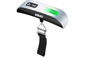 HotLife Digital Hanging Scale with Backlit for Luggage and Portable Scale for Travel, Suitcase Weight Scale with Rubber Paint, Auto-Off Function, 110 Pounds Maximum, Battery Included (Silver)