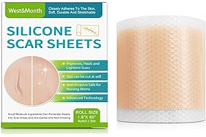 MRKAYLL Silicone Scar Tape for Surgical Scars, Extra Long Medical Grade Silicone Scar Sheets(1.6"X 59" Roll-1.5M), Reusable Scar Tape for Keloid, C-Section, Surgery, Burns, Acne Etc