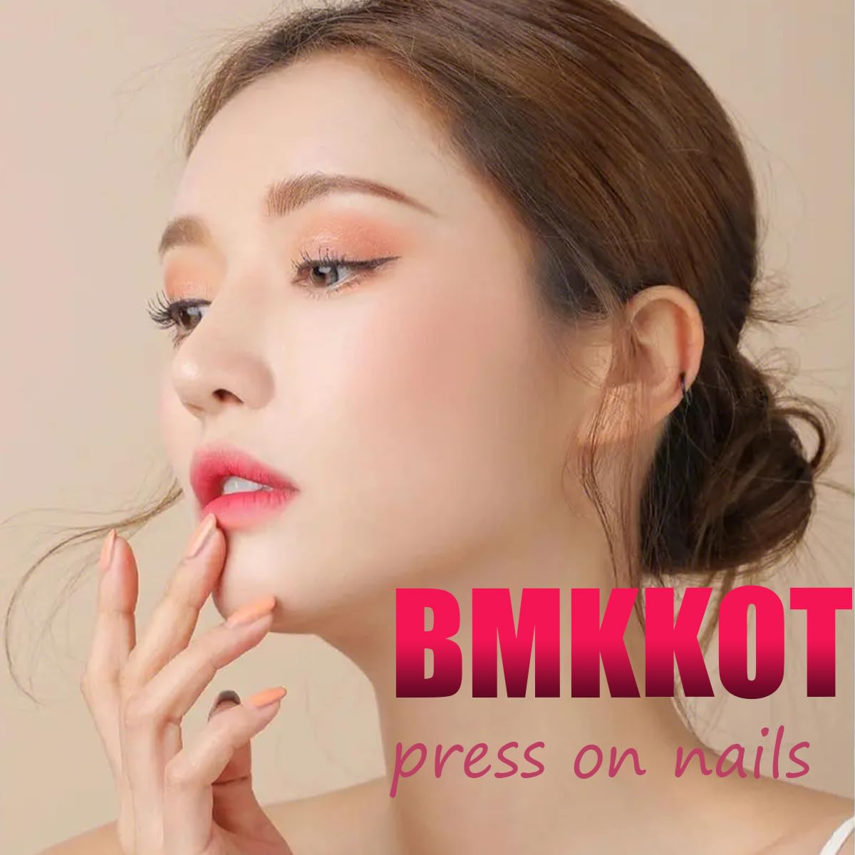 French Tip Press on Nails Short Square Fake Nails White Coffin Nails Tip with Bow Charms Design Acrylic Nails Full Cover Nude Pink Artificial False Nails Stick on Nails for Women Manicure Salon 24Pcs - Image 7