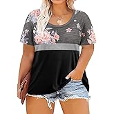 RITERA Women Plus Size Tops Casual Shirts Short Sleeve Tees Loose Basic Tunic XL-5XL