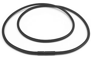 Glory Qin 2mm Black Wax Wire Leather Cord Chain Stainless Steel Rice Clasps Necklace Rope Chain 16 TO 28 Inch (18 Inches)