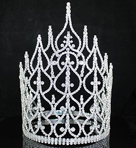 Beauty Queen Crown Tiara Clear Austrian Rhinestone Crystal Pageant Large T1413