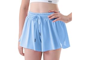 Girls Flowy Shorts with Pockets 2 in 1 Toddler Kids Athletic Butterfly Skirts for Biker Skater Running Workout Dance