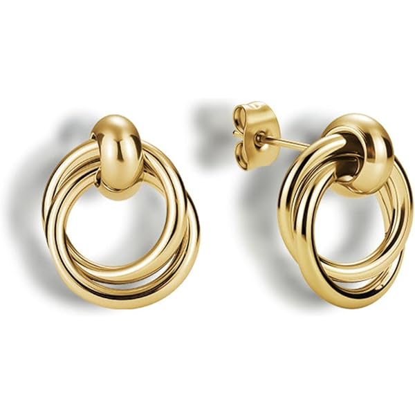 The Good Store Gold Chunky Hoop Earrings For Women | 14K Gold Plated Earrings With Silver