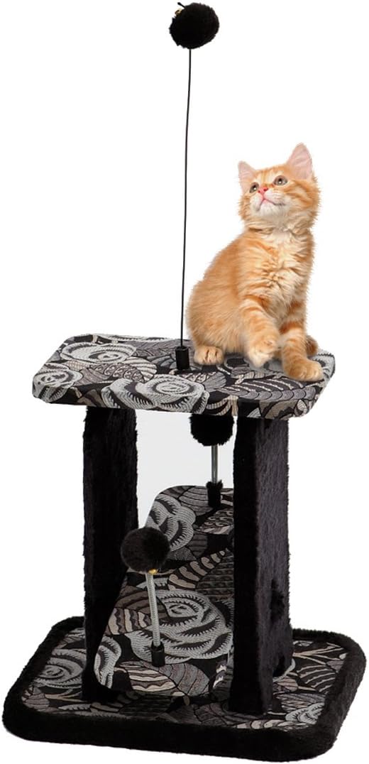 MidWest Homes for Pets Cat Tree | "Resort" Cat Tree / Cat Furniture, 4-Tier Cat Tree w/ Sisal Wrapped Cat Scratching Support Posts, Hanging Cat Bunker Bed & High Canopy Cat Perch, Blue / White Pattern, Large Cat Tree : Cat Houses And Condos : Pet Supplies