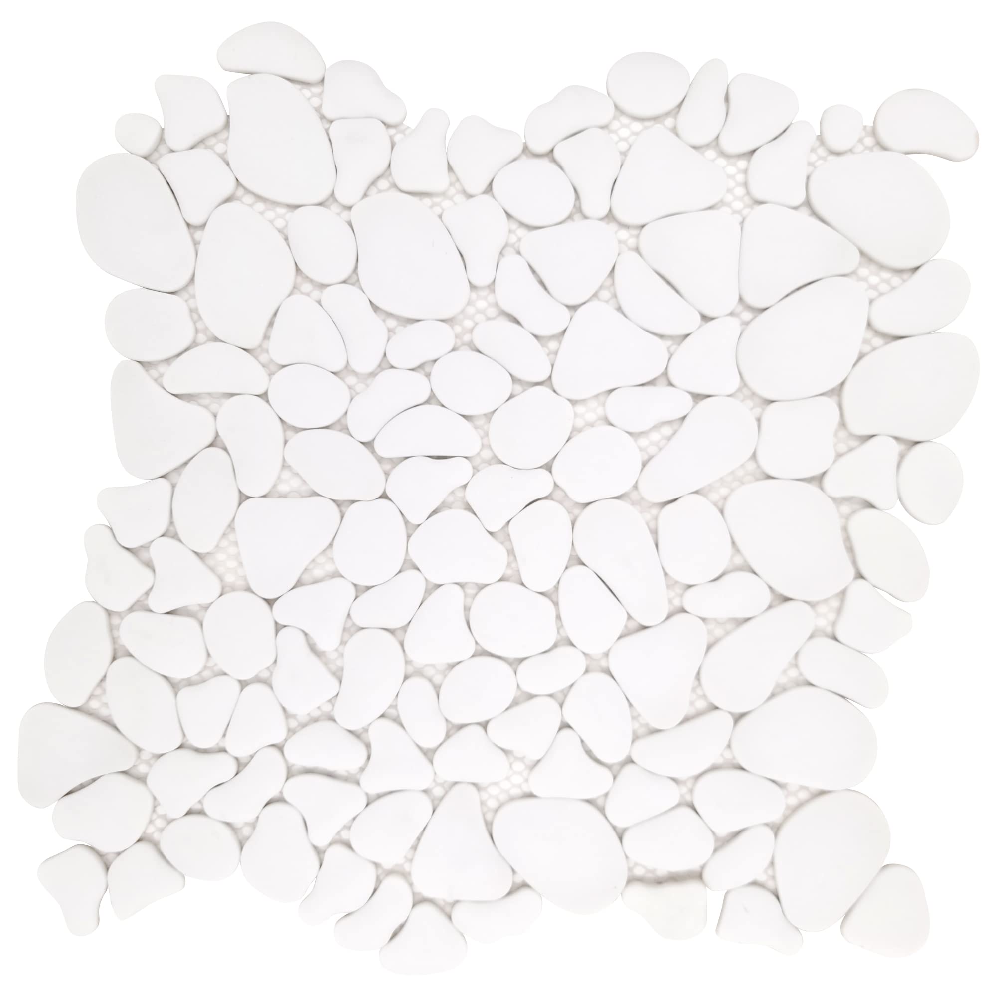 Photo 1 of Sunwings Pebble Tile for Shower Floor Border Kitchen Bathroom Backsplash. Marble Stone Looks Wall and Floor Tile, 10 Sheets, White.