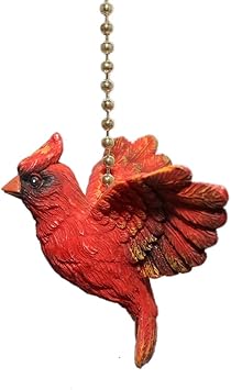 Red Cardinal Bird Ceiling Fan Light Pull Chain Home Decor