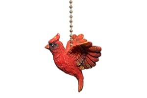 CLEMENTINE DESIGNS Red Cardinal Bird Ceiling Fan Light Pull Chain Home Decor
