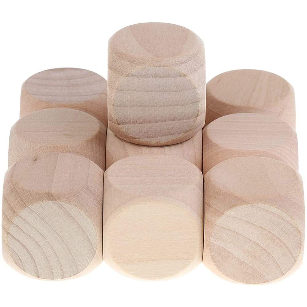 POFET 10pcs Wood Blank Dice D6 3cm Game Dice For DIY Decorating And Craft Projects,Wooden Plain Dice Dices Cube Cubes Blank Plain Unpainted Wood