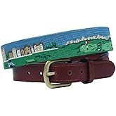 Old Course Scene Needlepoint Belt in Multi by Smathers & Branson