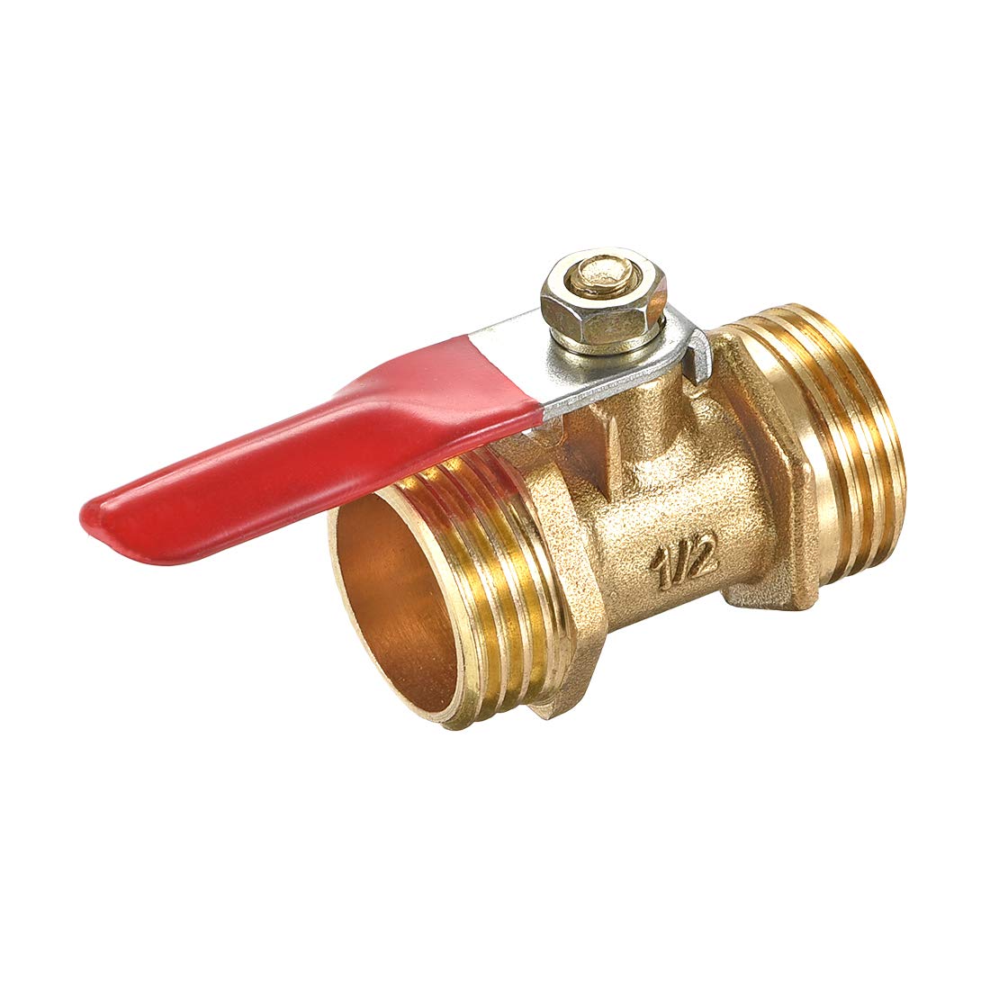 uxcell Brass Air Ball Valve Shut-off Switch G1/2 Male to Male Pipe Tubing Fitting Coupler 180 Degree Operation Handle