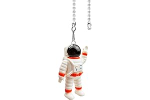 Hyamass 12 inch Orange Spaceman Charm Pendant Ceiling Fan Danglers Fan Pulls Chain Extender with Ball Chain Connector （Nickel)
