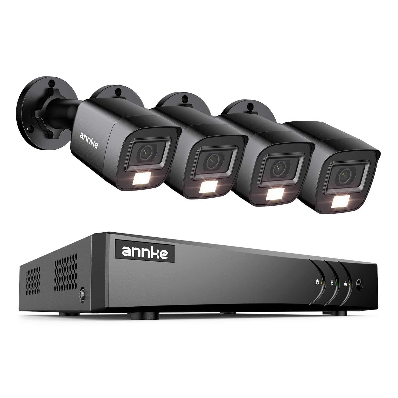 ANNKE E200 1080p Outdoor CCTV Camera System, 8 Channel 3K Lite DVR and 4 x 2MP Weatherproof Home Security Cameras with Spotlights, Human & Vehicle Detection, Color Night Vision, No Hard Drive