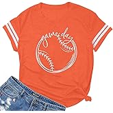 ALLTB Baseball Shirt Women Baseball Mom Shirts Funny Game Day Baseball Graphic Tee Tops Casual Ball Short Sleeve Tee Top
