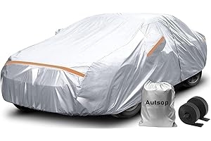 Autsop Car Cover Waterproof All Weather,12-Layer Car Covers for Automobiles Outdoor Heavy Duty Full Exterior Covers for Sedan(178-183 Inch)