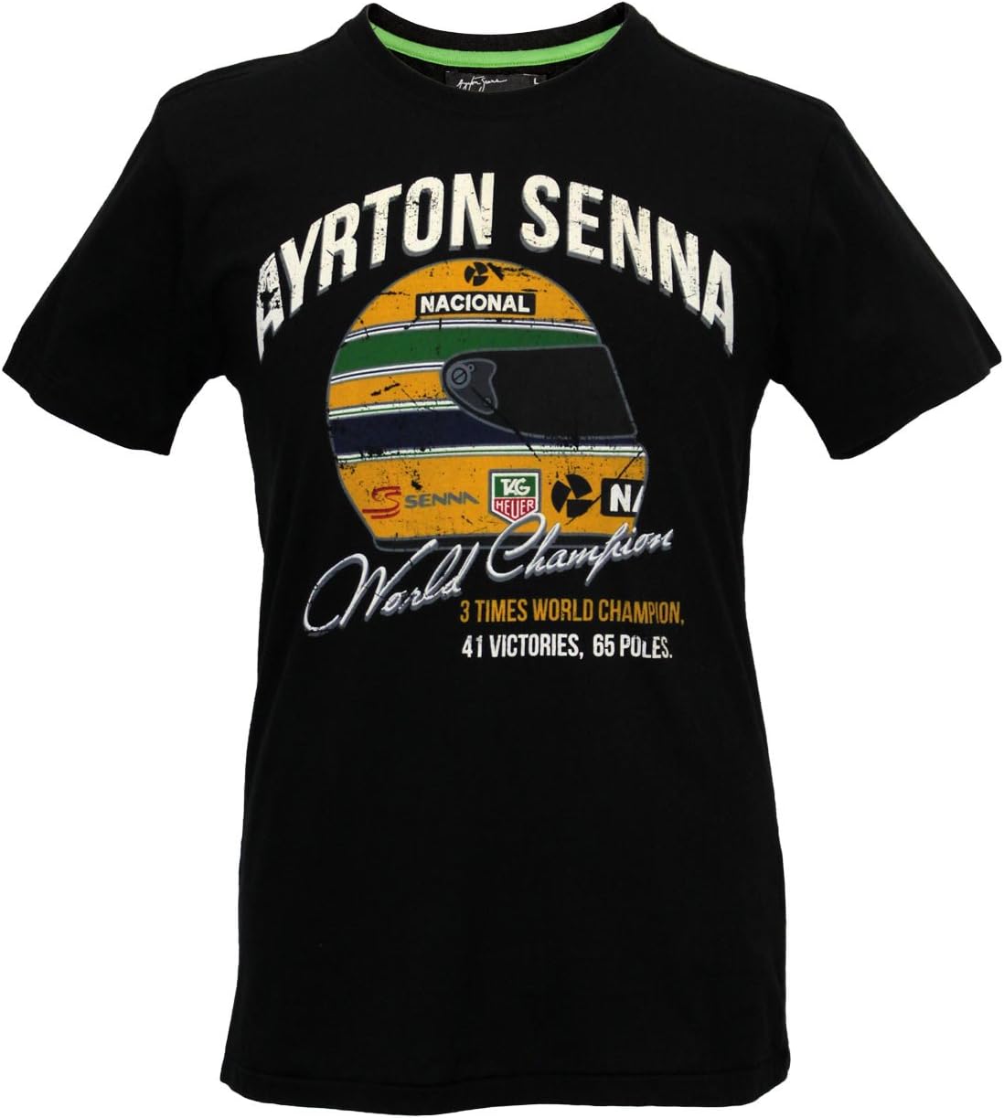 Ayrton Senna Collection World Champion Helmet T-Shirt F1 Black Small