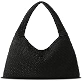 Vegan Leather Woven Tote, Vintage Suede Hobo, Suede Woven Purse, Large Leather Shoulder Bag Braided Hobo