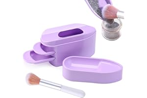 Furtherpretty 2 in 1 Dip Powder Recycling Tray System, Nail Dip Powder Storage Tray with Cleaning Brush, Container for Glitter, Sequins, Caviar Beads, Manicure Tool Kit for Home & Salon (Purple)