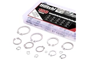 Hilitchi 150-Pcs 304 Stainless Steel External Circlip Snap Retaining Clip Ring Assortment Set - Size: 4mm to 28mm