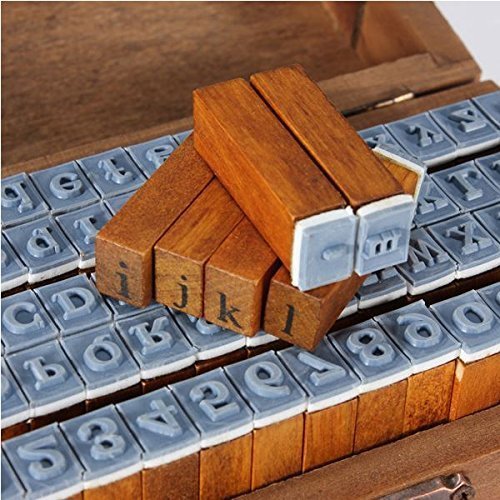 CCINEE Set of 70pcs Vintage Style Wooden Rubber Alphabet Letters Number Stamps