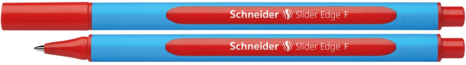 Schneider writing instruments ballpoint pen Slider Edge, cap model, F, red, barrel color: cyan-red, pack of 10