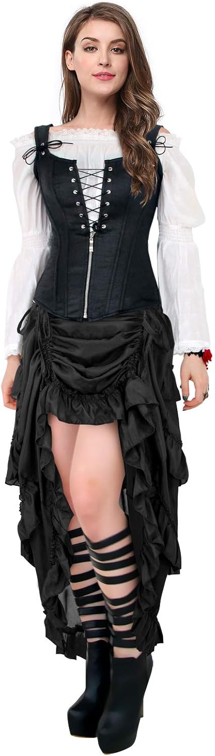 Charmian Women's Steampunk Gothic High Low Cyberpunk Skirt: Clothing