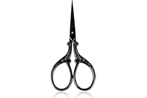 BIHRTC 3.6 Inch Embroidery Black Sharp Tip Stainless Steel Scissors Small Sewing for DIY Sewing Art Work Cross Stitch Household Needlepoint Scissors