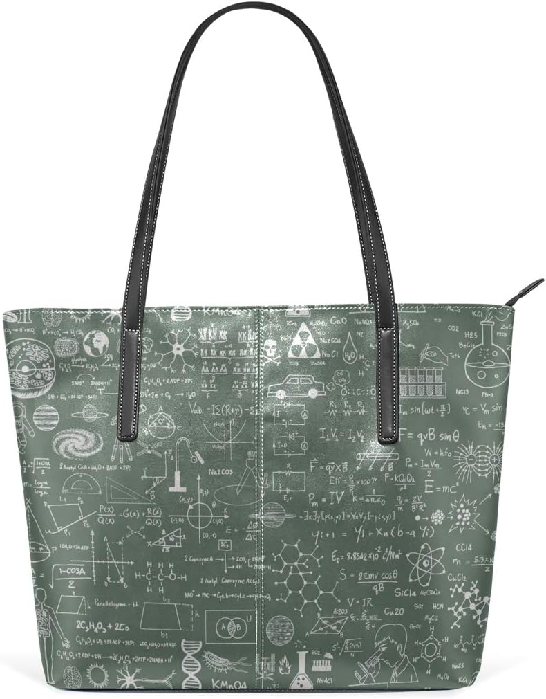 Laptop Tote Bag Blackboard Inscribed With Formulas Large Printed Shoulder Bags Handbag Pu Leather Top Handle Satchel Purse Lightweight Work Tote Bag For Women Girls
